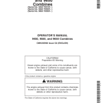 John Deere 9450 Combines (700101-) 9550 Combines (700201-) 9650 Combines (700301-) Americas Edition Operator's Manual (OMH205906) - Image 1