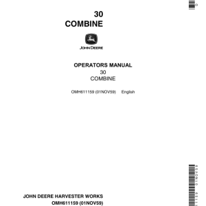 John Deere 30 Combine Operator's Manual (OMH611159) - Image 1