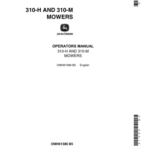 John Deere 310-H, 310-M Mowers Operator's Manual (OMH61586) - Image 1