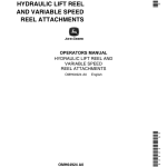 John Deere Hydraulic Lift Reel, Variable Speed Reel Attachments for 55, 95, 105 Combines Operator's Manual (OMH64924) - Image 1