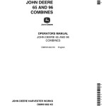 John Deere 65, 96 Combines Operator's Manual (OMH91062) - Image 1