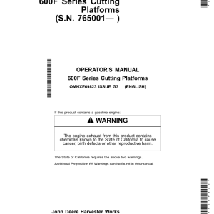 John Deere 600F Series Cutting Platforms Export Edition (765001-775000) Operator's Manual (OMHXE69823) - Image 1
