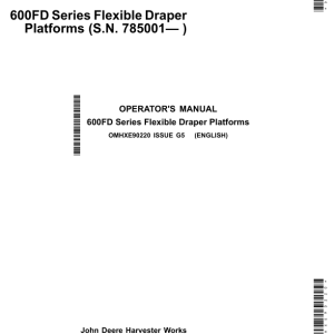 John Deere 600FD Series Flexible Draper PlatformsExport Edition (785001- ) Operator's Manual (OMHXE90220) - Image 1