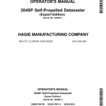 John Deere 204SP Self-Propelled Detasseler (024001-) (Export) Operator's Manual (OMKK109726) - Image 1