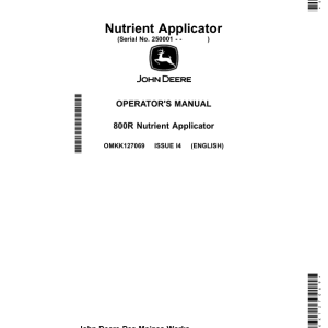 John Deere 800R Nutrient Applicator Operator's Manual (OMKK127069) - Image 1