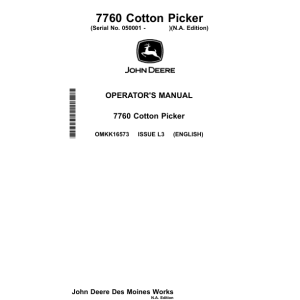 John Deere 7760 Cotton Picker (050001-) Operator's Manual (OMKK16573) - Image 1