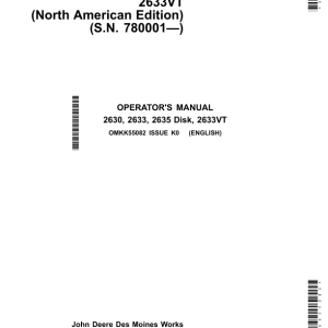 John Deere 2630, 2633, 2635, 2633VT Disk (780001-) Operator's Manual (OMKK55082) - Image 1