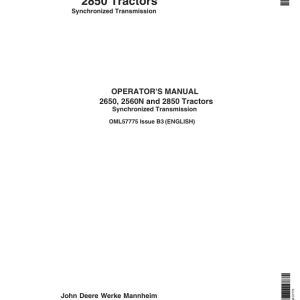 John Deere 2650, 2650N & 2850 Tractors Operator's Manual (OML57775) - Image 1