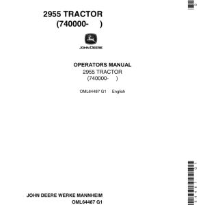 John Deere 2955 Utility Tractor Operator's Manual (OML64487) - Image 1