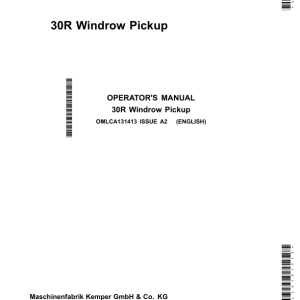 John Deere 30R Windrow Pickup (European Edition) Operator's Manual (OMLCA131413) - Image 1