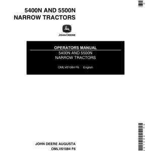 John Deere 5400N, 5500N Tractors Operator's Manual (OMLV61084) - Image 1