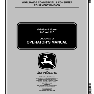 John Deere 54C, 62C Mower Decks for 2210, 2305 Tractors (010001-) Operator's Manual (OMLVU14333) - Image 1
