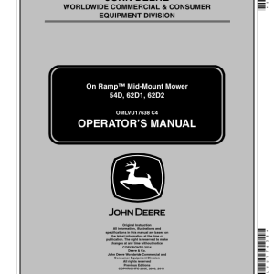 John Deere 54D, 62D1, 62D2 On Ramp Mid-Mount Mower (010001-) (North American) Operator's Manual (OMLVU17638) - Image 1