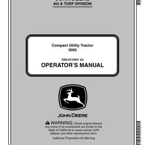 John Deere 3005 Compact Utility Tractor (000101-) Operator's Manual (OMLVU19591) - Image 1