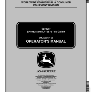John Deere 55 Gallon Sprayer Operator's Manual (OMLVU22171) - Image 1