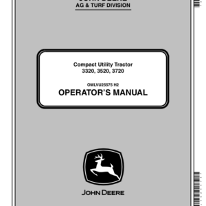 John Deere 3320, 3520 & 3720 Compact Utility Tractors Open Station Models (910000-) Cab Models (940000-) European Edition Operator's Manual (OMLVU25575) - Image 1