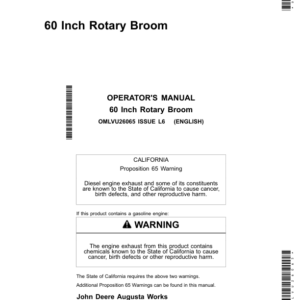 John Deere 60 Inch Rotary Brooms Operator's Manual (OMLVU26065) - Image 1