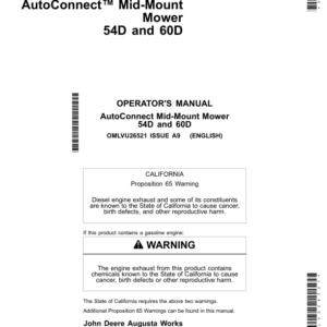 John Deere 54D, 60D Mid-Mount Mower Operator's Manual (OMLVU26521) - Image 1