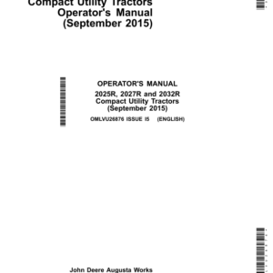 John Deere 2025R, 2027R, 2032R Compact Utility Tractors (010001-) Operator's Manual (OMLVU26876) - Image 1