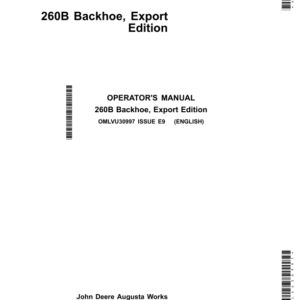 John Deere 260B Backhoe Operator's Manual (OMLVU30997) - Image 1