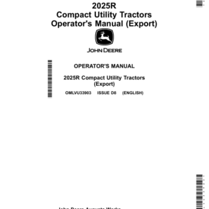 John Deere 2025R Compact Utility Tractors Operator's Manual (OMLVU33903) - Image 1