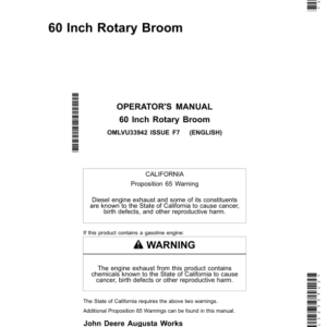 John Deere 60 Inch Rotary Broom Operator's Manual (OMLVU33942) - Image 1