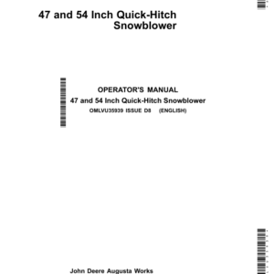 John Deere 47 & 54 Inch Quick-Hitch Snowblowers Operator's Manual (OMLVU35939) - Image 1