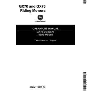 John Deere GX70 & GX75 Riding Mowers Operator's Manual (OMM113859) - Image 1