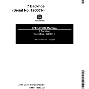 John Deere 7 Backhoe Operator's Manual (OMM113912) - Image 1