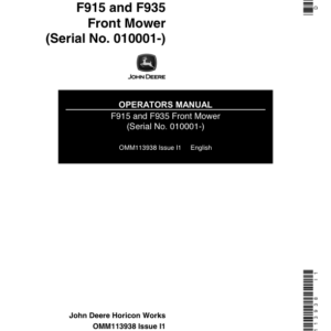 John Deere F915, F935 Front Mower (010001-) Operator's Manual (OMM113938) - Image 1