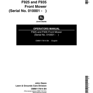 John Deere F925, F935 Front Mower (010001-) Operator's Manual (OMM117814) - Image 1