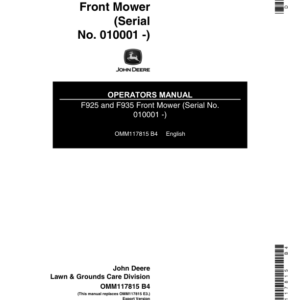 John Deere F925, F935 Front Mower (010001-) Operator's Manual (OMM117815) - Image 1