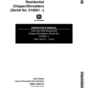 John Deere CS5, CS8 Chipper & Shredder Operator's Manual (OMM119652) - Image 1