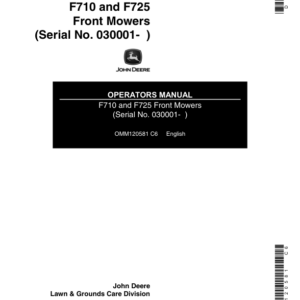 John Deere F710 & F7125 Front Mowers (North American) Operator's Manual (OMM120581) - Image 1