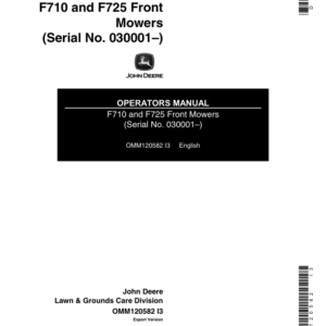 John Deere F710, F725 Front Mower (030001-) Operator's Manual (OMM120582) - Image 1