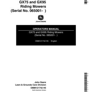 John Deere GX75 & GX95 Riding Mower Operator's Manual (OMM121742) - Image 1