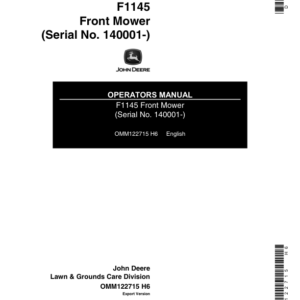 John Deere F1145 Front Mower (140001-) Operator's Manual (OMM122715) - Image 1