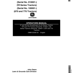 John Deere 47-, 59-In. Snowblower (010001-) Operator's Manual (OMM123336) - Image 1