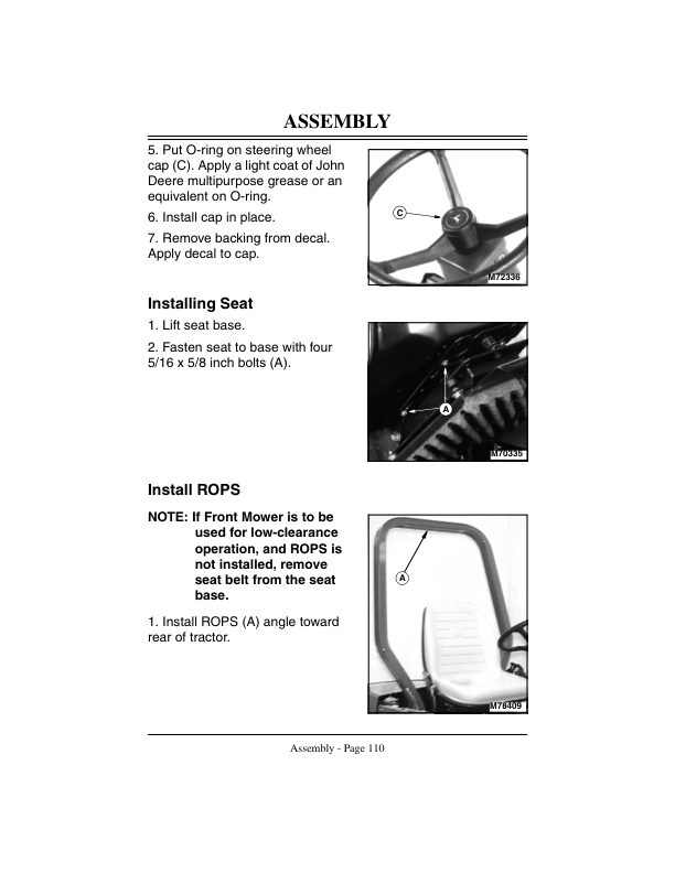John Deere F925, F935 Front Mower (150001-) Operator's Manual (OMM124509)