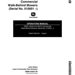 John Deere GS25, GS45, GS75 Walk-Behind Mowers (010001-) Operator's Manual (OMM124655) - Image 1