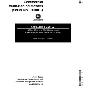 John Deere GS30, GS45, GS75 Walk-Behind Mowers (015001-) Operator's Manual (OMM128538) - Image 1