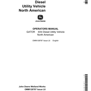 John Deere 6x4 Gator Utility Vehicle North America (001001-008790) Operator's Manual (OMM128787) - Image 1