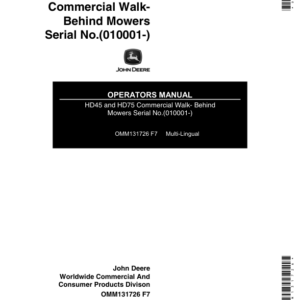 John Deere HD45, HD75 Commercial Walk-Behind Mowers (010001-) Operator's Manual (OMM131726) - Image 1