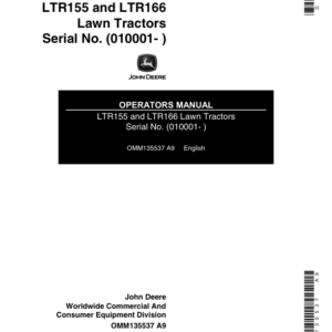 John Deere LTR155, LTR 166 Lawn Tractors (010001-) Operator's Manual (OMM135537) - Image 1