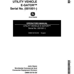 John Deere E-Gator Utility Vehicle Turf (001001-) Operator's Manual (OMM135735) - Image 1