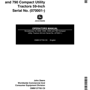 John Deere 59-Inch Snowblower for 4200/4300/4400/790 Compact Utility Tractors (070001-) Operator's Manual (OMM137705) - Image 1