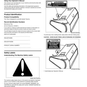 John Deere 30-Inch Mechanical Tiller (010001-) Operator's Manual (OMM138587) - Image 2