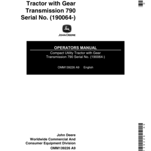 John Deere Compact Utility Tractor with Gear Transmission 790 (190064-) Operator's Manual (OMM139226) - Image 1