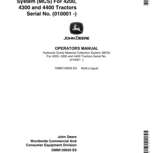 John Deere Hydraulic Dump Material Collection System (010001-) Operator's Manual (OMM139550) - Image 1