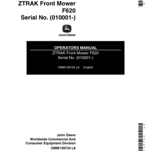 John Deere F620 ZTRAK Front Mower (010001-) Operator's Manual (OMM139734) - Image 1